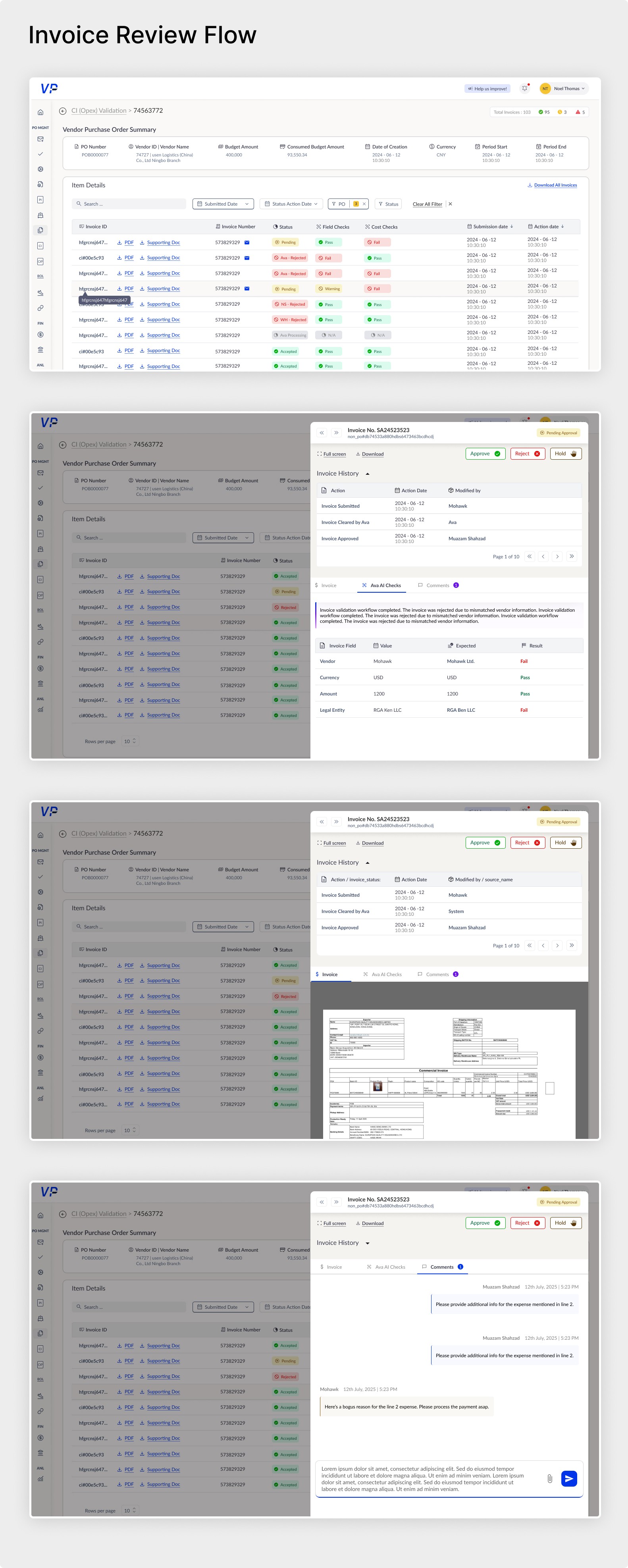 Razor Enterprise Vendor Portal Redesign — interface screen