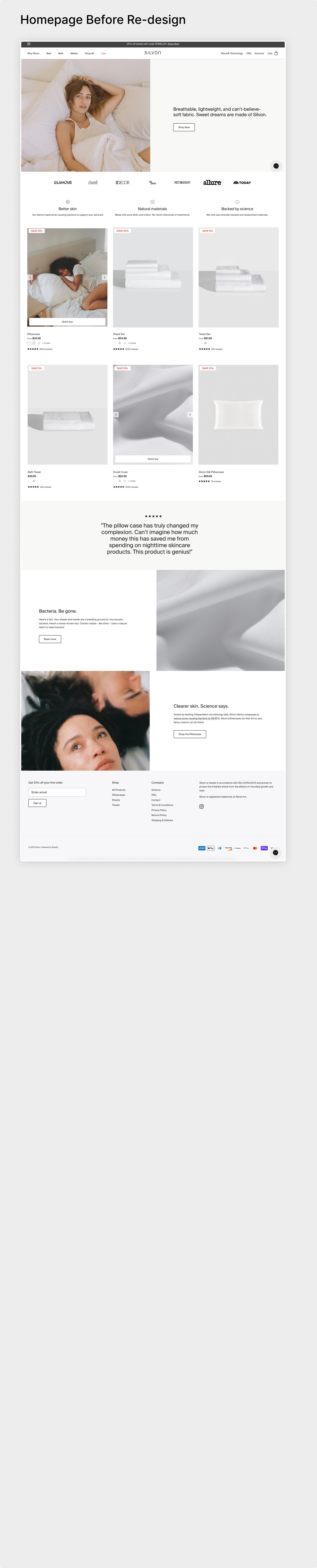 Silvon D2C Website Redesign — interface screen